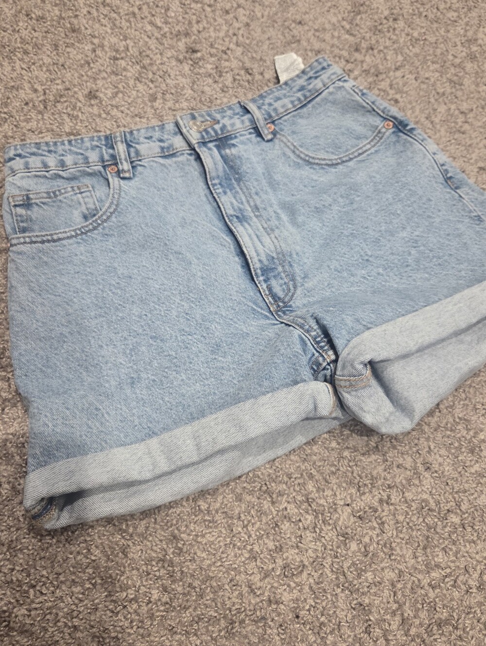 Zara Light Blue Cuffed Denim Shorts